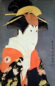 Kopf und Schultern des Kabuki-Schauspielers Segawa Tomisaburo II als Yadorigi, Frau von Ogishi Kurando, veröffentlicht 1794 von Toshusai Sharaku