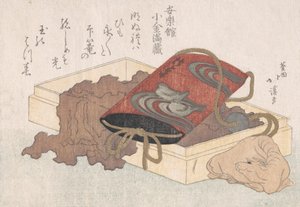 Lack-Inro mit Wasservögeln und Ox-förmigem Netsuke in einer Box aus dem Frühlingsregen..., wahrscheinlich 1817 von Totoya Hokkei