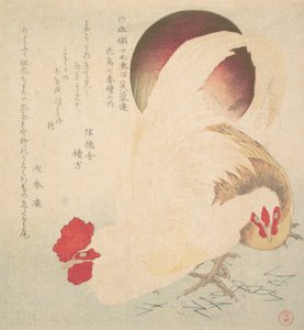 Aufgehende Sonne und ein Hahn und eine Henne, ca. 1800 von Totoya Hokkei