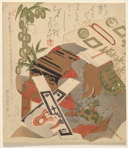 Stillleben zur Feier der Geburt von Ichikawa Danj?r? VIII
