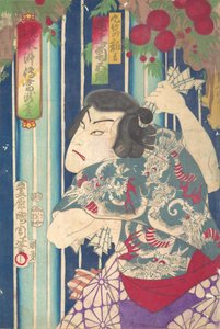 Imaginäres Porträt, Shuihuzhuan der Bühne: Toryudai Mitate Suikoden Torodai - Schauspieler Onoe ..., 1875 von Toyohara Kunichika