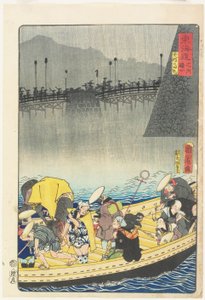 Rückkehrende Segel bei Yabase in Zeze von Toyohara Kunichika