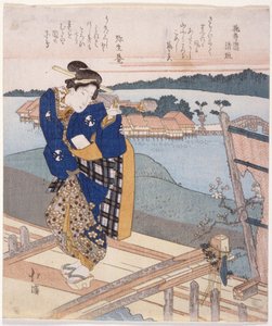Frau auf einer Brücke stehend von Toyota Hokkei