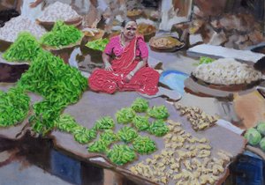 Verkauf von Chilis und Ingwer (Thane, Mumbai) von Trevor Burgess