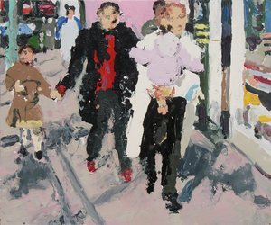 Einkäufer mit Kindern, 2003