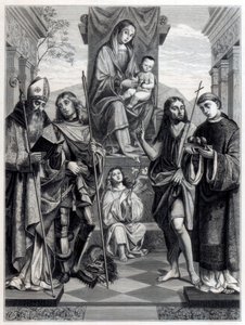 Madonna auf einem Thron sitzend, umgeben von Heiligen, um 1494-1517, 1870 von Trichon