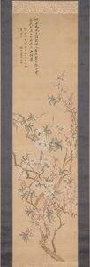 Rote und weiße Pfirsichblüten, 1843 von Tsubaki Chinzan
