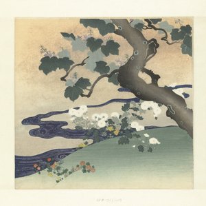 Baum und Chrysanthemen von Tsukioka Kogyo