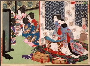 Ein Bankett im Koshida-Palast von Tsukioka Yoshitoshi