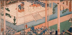 General des rechten Herrn Yoritomo inspiziert eine spezielle Nō-Aufführung von Tsukioka Yoshitoshi