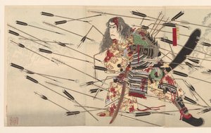 Ichikawa Danjuro IX als Kusunoki Masatsura bei der Schlacht von Shijonawate von Tsukioka Yoshitoshi