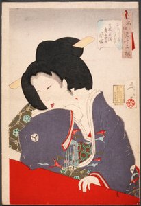 Interessant: Eine Hofdame der Bunsei-Periode (1818-1830) von Tsukioka Yoshitoshi