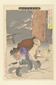 Böse Gedanken verwandelten Raigo vom Miidera-Tempel in eine Ratte. Neue Erscheinungen von 36 Geistern von Tsukioka Yoshitoshi