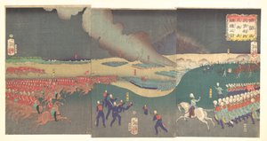 Manöver von drei Kategorien französischer und englischer Soldaten von Tsukioka Yoshitoshi