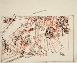 Vorbereitende Zeichnung für eine Buchillustration von Tsukioka Yoshitoshi