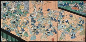 Die Schüler von Uji Jōetsu beim Fechten von Tsukioka Yoshitoshi