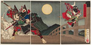 Yoshitsune und Benkei an der Gojō-Brücke