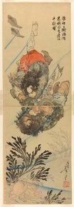 Zhang Shun, der Weiße Spritzer in den Wellen, und Li Kui, der Schwarze Wirbelwind, im Unterwasserkampf