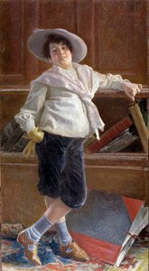 Porträt eines lächelnden kleinen Jungen, der eine Matrosenbluse trägt Gemälde von Tullio Salvatore Quinzio (1858-1918) Dim 80x100 cm Genua, Galleria d