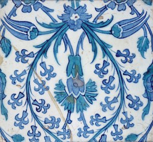 Isnik-Fliese mit Blumendesign von Turkish School