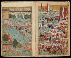 Mehmed III. kommt an der Spitze der siegreichen Armee in Istanbul an aus dem Manuskript Mehmed III.s Feldzug von Turkish master
