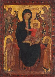 Madonna mit Kind, Johannes dem Täufer, Petrus und zwei Engeln von Tuscan 13th Century