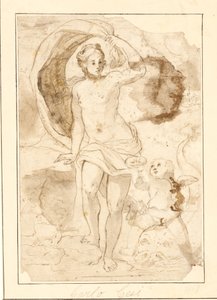 Venus wird von Amor, der auf einem Delphin reitet, Perlen in einer Muschel angeboten von Ubekendt