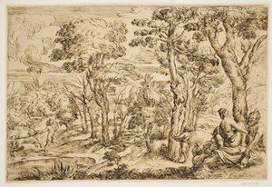 Landschaft mit Nymphen und Satyrn