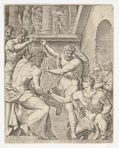 Die Krönung mit Dornen von Ubekendt efter Dirck Volckertsz. Coornhert efter Maarten van Heemskerck