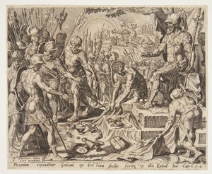 Gideon erhält einen Anteil an der Beute von Ubekendt efter Maarten van Heemskerck