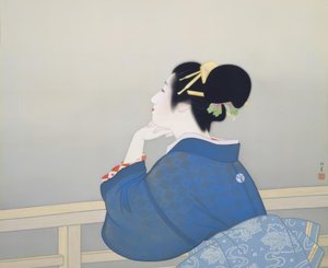 Eine Frau wartet auf den Aufgang des Mondes von Uemura Shoen