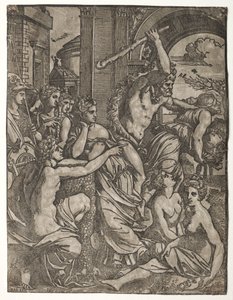 Herkules vertreibt den Neid aus dem Tempel der Musen, 1522-24 von Ugo da Carpi