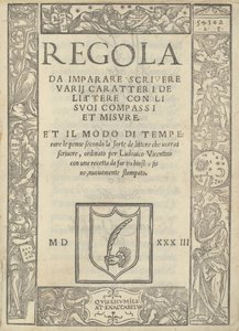 Regola da imparare scrivere varii caratteri de littere con li suoi compassi et misure: et il modo di temperare le penne... von Ugo da Carpi, Ludovico Arrighi