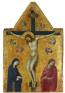 Die Kreuzigung mit der Jungfrau, St. Johannes und Engeln von Ugolino di Nerio