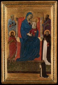 Jungfrau und Kind auf dem Thron mit den Heiligen Petrus, Paulus, Johannes dem Täufer und Dominikus und einem dominikanischen Bittsteller von Ugolino di Nerio