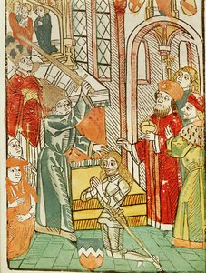 Ritterschlag für Heinrich von Ulm, durch Kaiser Sigismund, während des Konzils von Konstanz von Ulrich von Richental