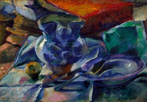 Stillleben mit Krug, Schüssel und Besteck von Umberto Boccioni
