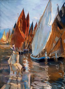 Adriatische Segelboote, von Umberto Coromaldi, Italien, 20. Jahrhundert von Umberto Coromaldi