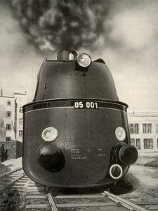 119 Meilen pro Stunde wurden bei einer Testfahrt dieser neuen deutschen stromlinienförmigen Lokomotive erreicht, 1935-36