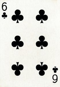 6 der Kreuz aus einem Kartenspiel von Goodall & Son Ltd., ca. 1940