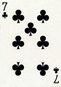 7 der Klubs aus einem Kartenspiel von Goodall & Son Ltd., ca. 1940