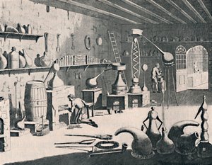 Ein Chemielabor im Jahr 1747, 1747, 1904 von Unbekannt