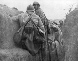 Ein französischer Graben vor einem Angriff, 2. Schlacht von Champagne, Frankreich, 25. September 1915