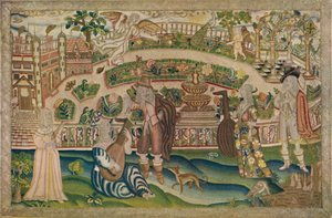 Eine Gartenszene - Petit-Point-Bild aus der Zeit von Charles I.