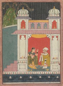 Eine Heldin und ihr Liebhaber in einem Pavillon: Seite aus einem verstreuten Nayikabheda, ca. 1660-80 von Unbekannt