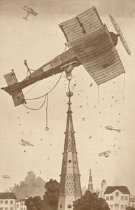 Ein Loop-the-Looper in tiefen Gedanken kratzt sich am Kopf über ein schwieriges Problem, 1927