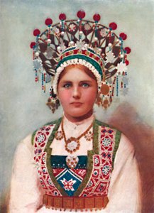 Ein norwegisches Mädchen im Brautkleid, 1912 von Unbekannt