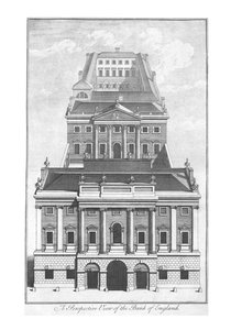 Eine perspektivische Ansicht der Bank of England, ca. 1775 von Unbekannt