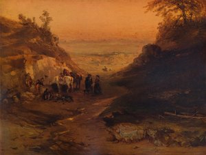 Eine felsige Schlucht, mit Figuren und Pferden, 1848, 1938 von Unbekannt