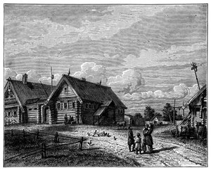 Ein russisches Dorf in der südlichen Agrarzone, ca. 1890 von Unbekannt